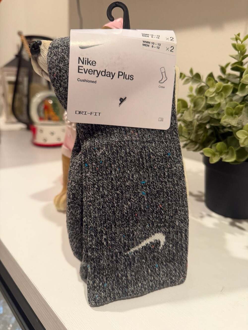 Bnew Nike Everyday Plus Cushioned Crew Socks Size Men 8-12 Multi 2-Pack